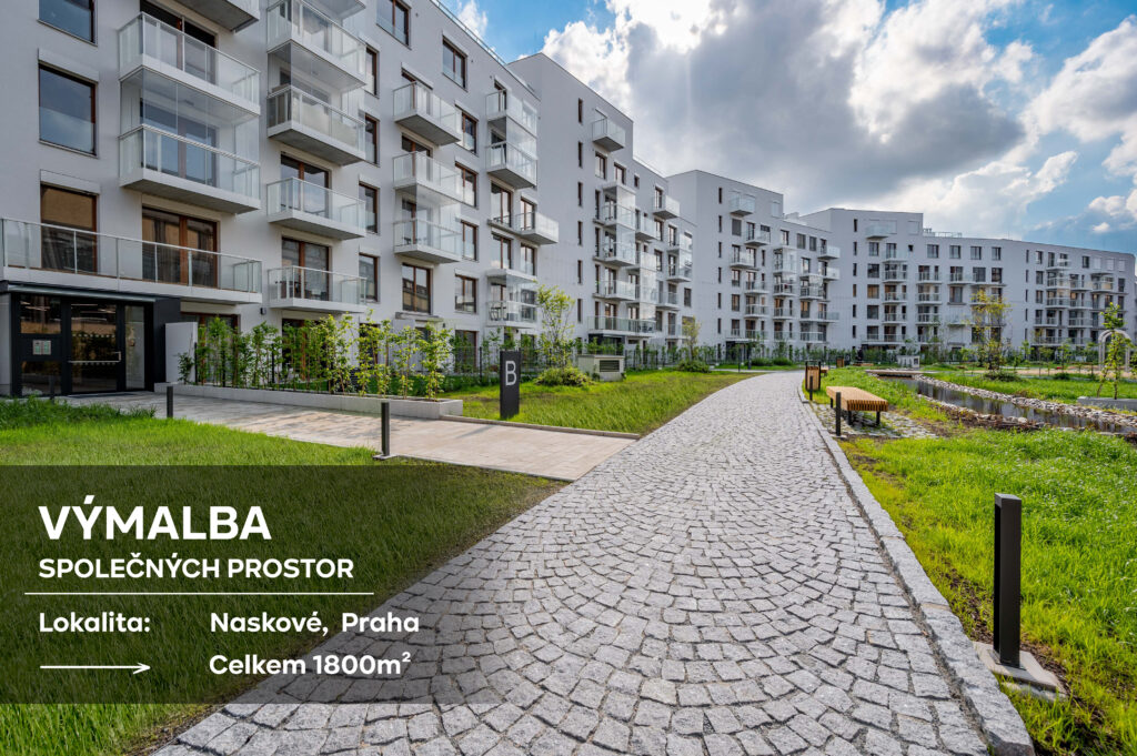 Výmalba společných prostor na adrese Naskové, Praha